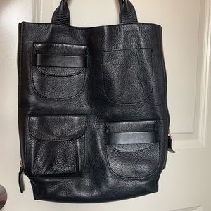 Marni Leather Shopping Tote Vertical Black
